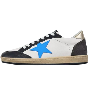 Golden Goose Ball-Star Blue Leather Star Gold Heel Tab Black