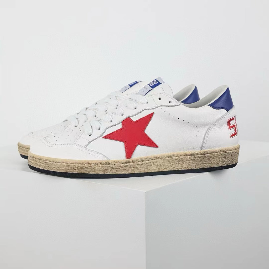 Golden Goose Ball-Star Red Star Blue Heel Tab