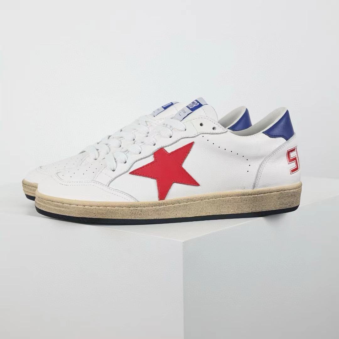 Golden Goose Ball-Star Red Star Blue Heel Tab