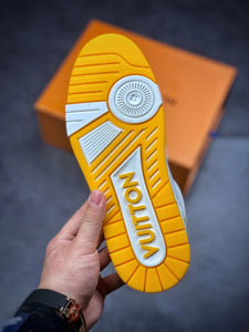 LV Trainers Velcro Strap Monogram Denim Yellow