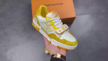 Load and play video in Gallery viewer, LV Trainers Velcro Strap Monogram Denim Yellow
