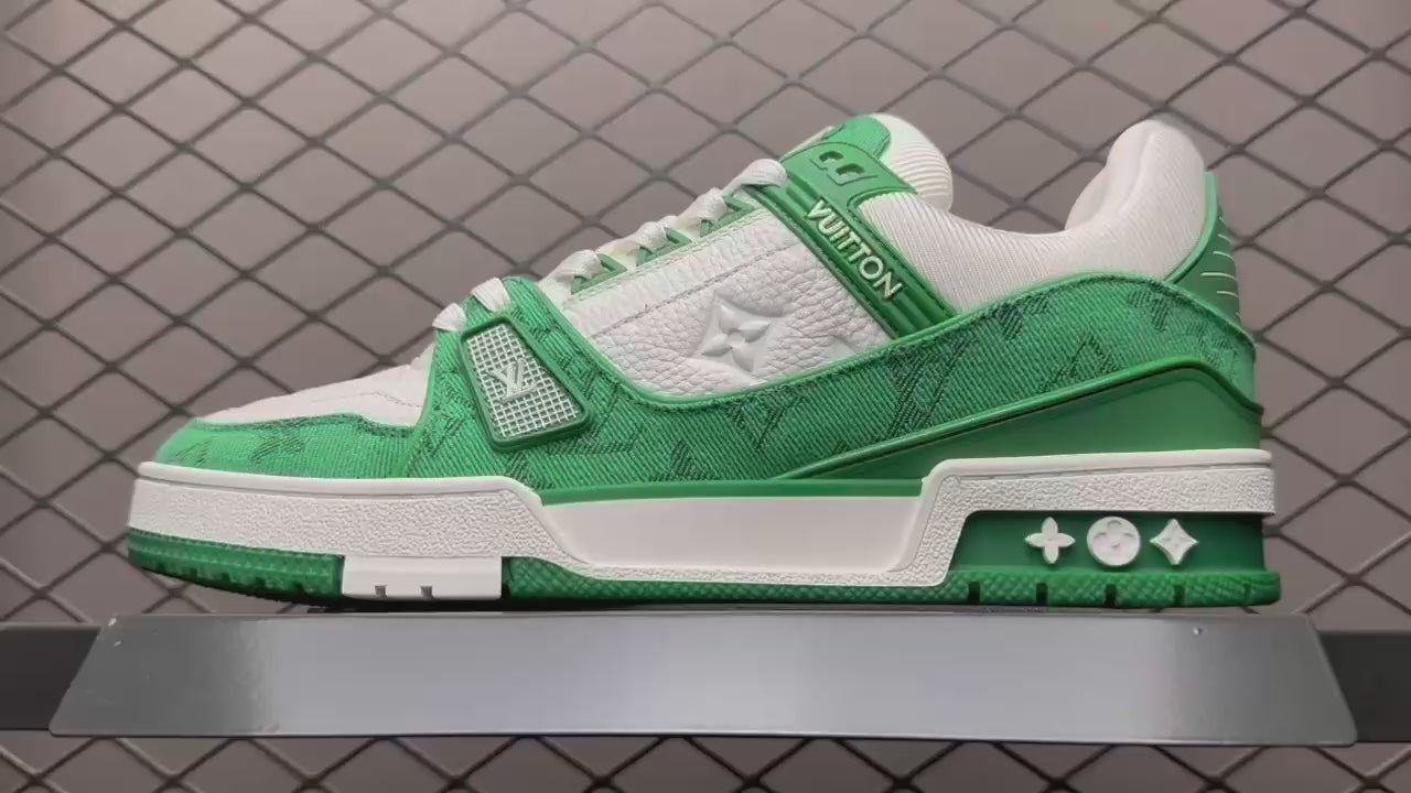 LV Trainers Monogram Denim Green
