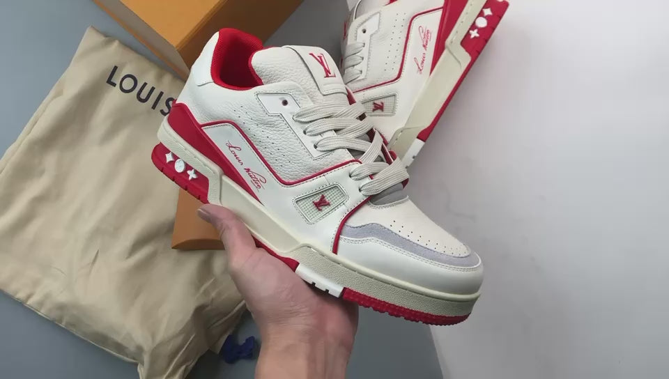 LV Trainers #54 Signature White Red