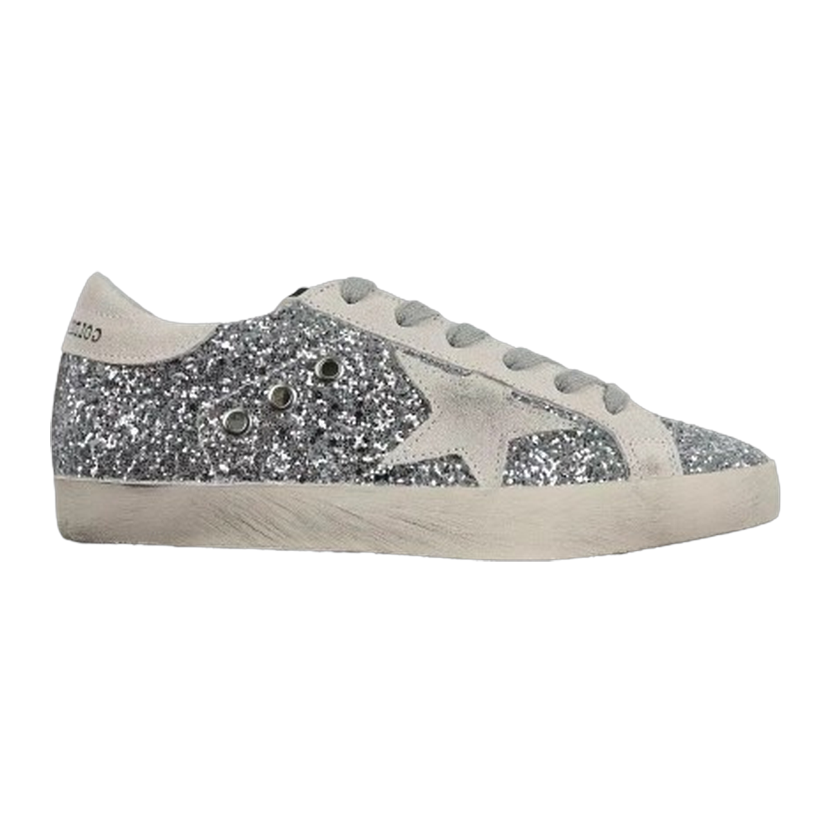 Golden Goose Ball-Star Suede Star Grey Heel Tab Glitter Base