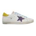 Golden Goose Super-Star Glitter Purple Star Yellow Heel Tab