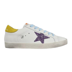 Golden Goose Super-Star Glitter Purple Star Yellow Heel Tab