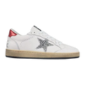 Golden Goose Ball-Star Glitter Silver Star Red Heel Tab
