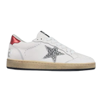 Golden Goose Ball-Star Glitter Silver Star Red Heel Tab