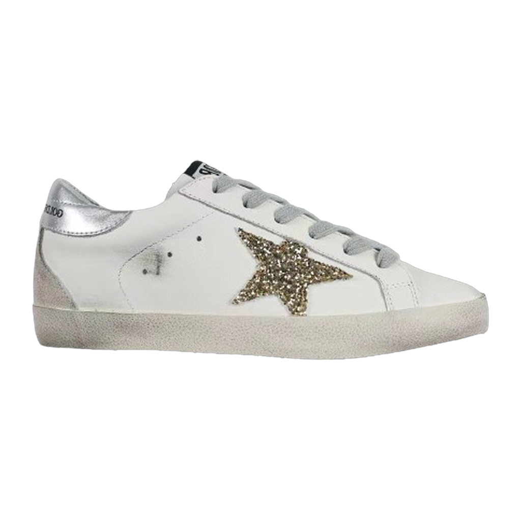Golden Goose Super-Star Glitter Gold Star Silver Heel Tab