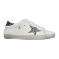 Golden Goose Super-Star Glitter Silver Star Navy Heel Tab