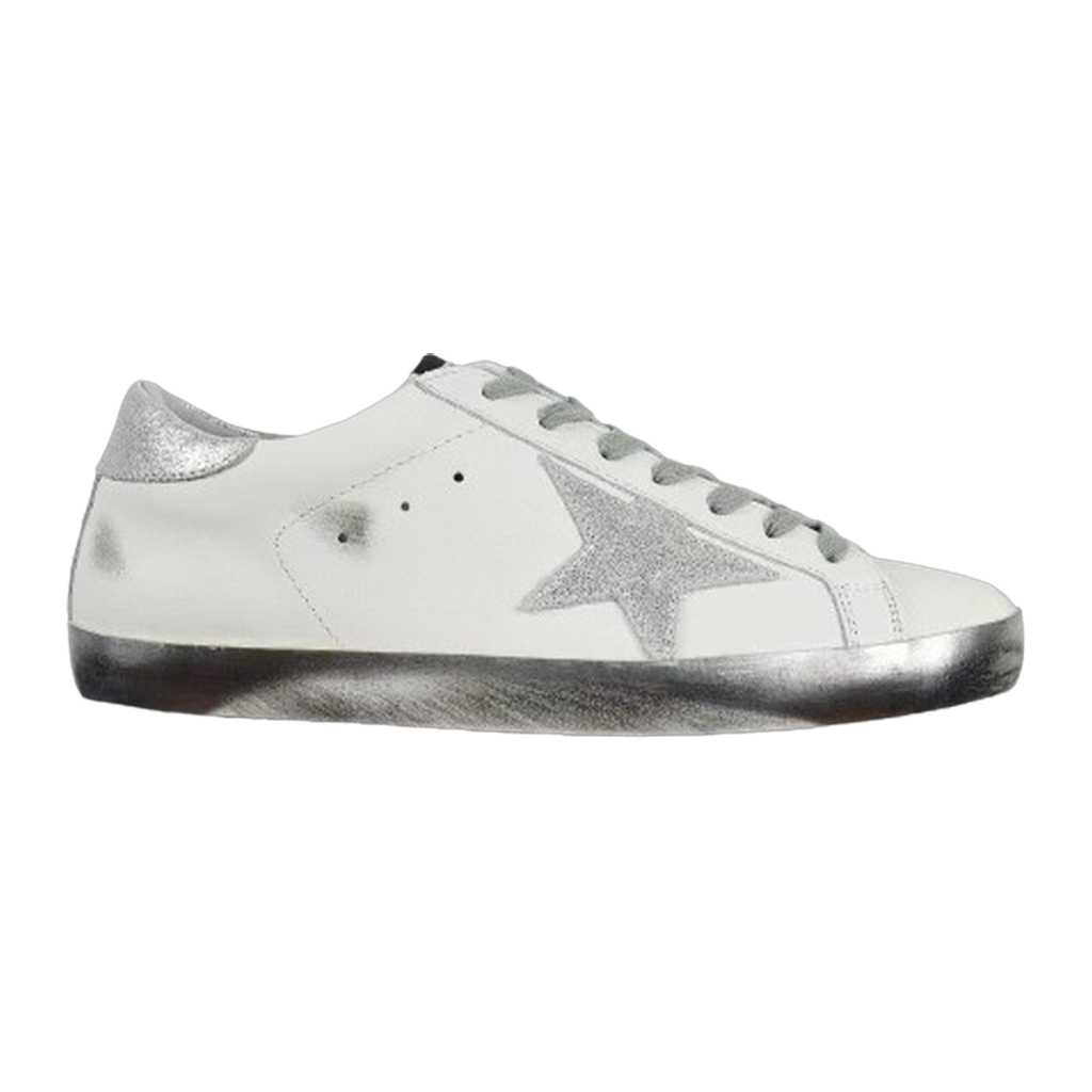 Golden Goose Ball-Star Silver Star Silver Heel Tab Silver Base