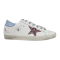 Golden Goose Super-Star Glitter Pink Star Blue Heel Tab