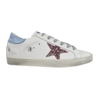 Golden Goose Super-Star Glitter Pink Star Blue Heel Tab