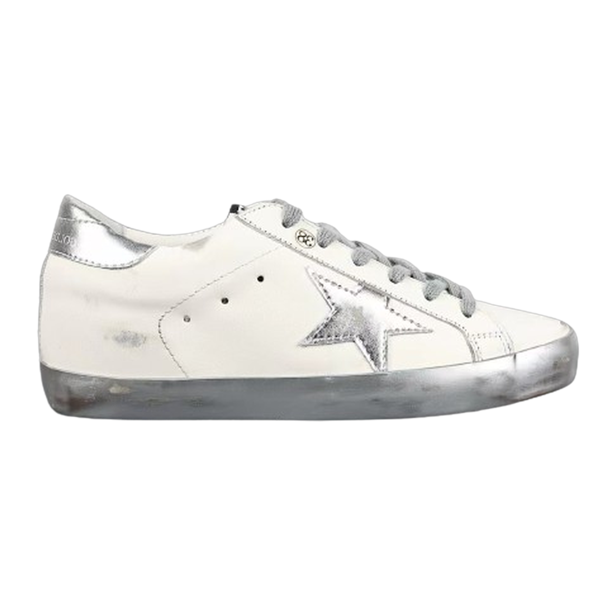 Golden Goose Super-Star Silver Star Silver Heel Tab Silver Sole