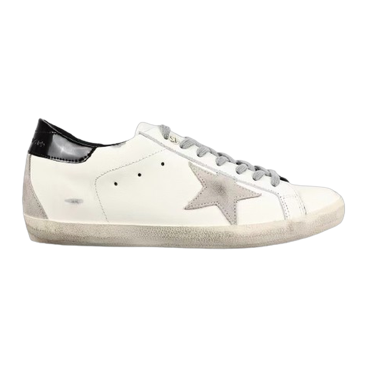 Golden Goose Super-Star Suede Star Black Glossy Heel Tab