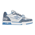 LV Trainers Velcro Strap Monogram Denim Blue