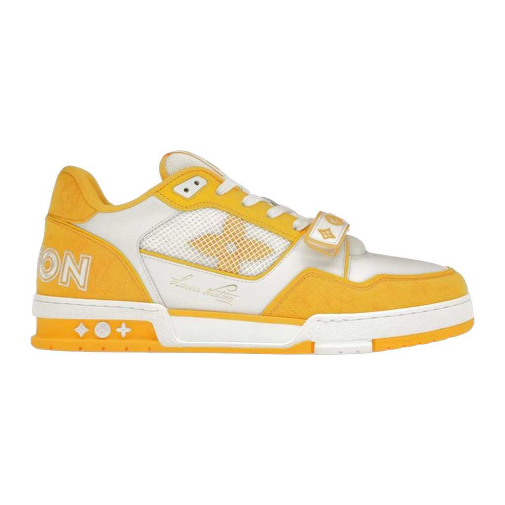 LV Trainers Velcro Strap Monogram Denim Yellow
