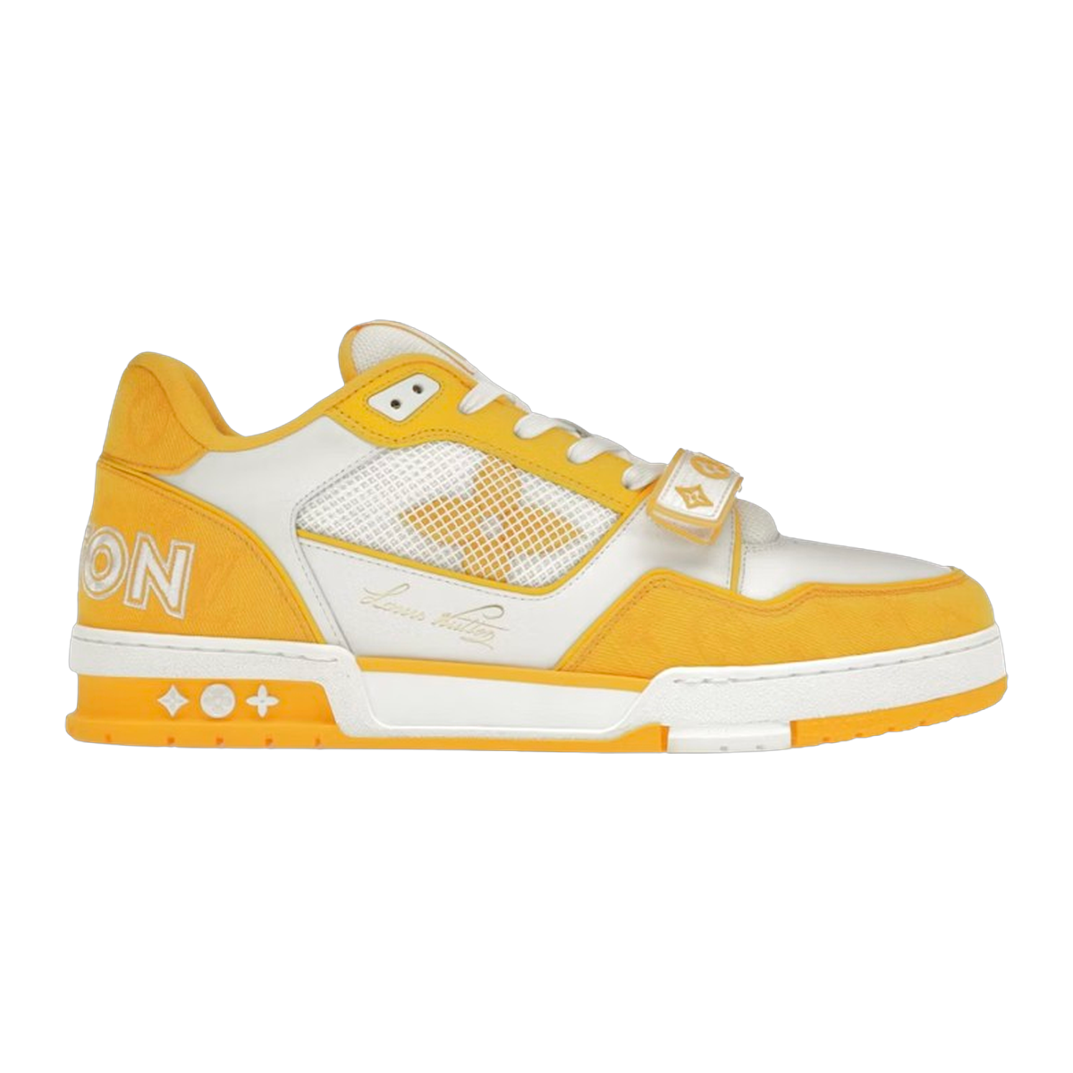 LV Trainers Velcro Strap Monogram Denim Yellow