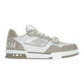 LV Trainers Velcro Strap Monogram Denim Beige