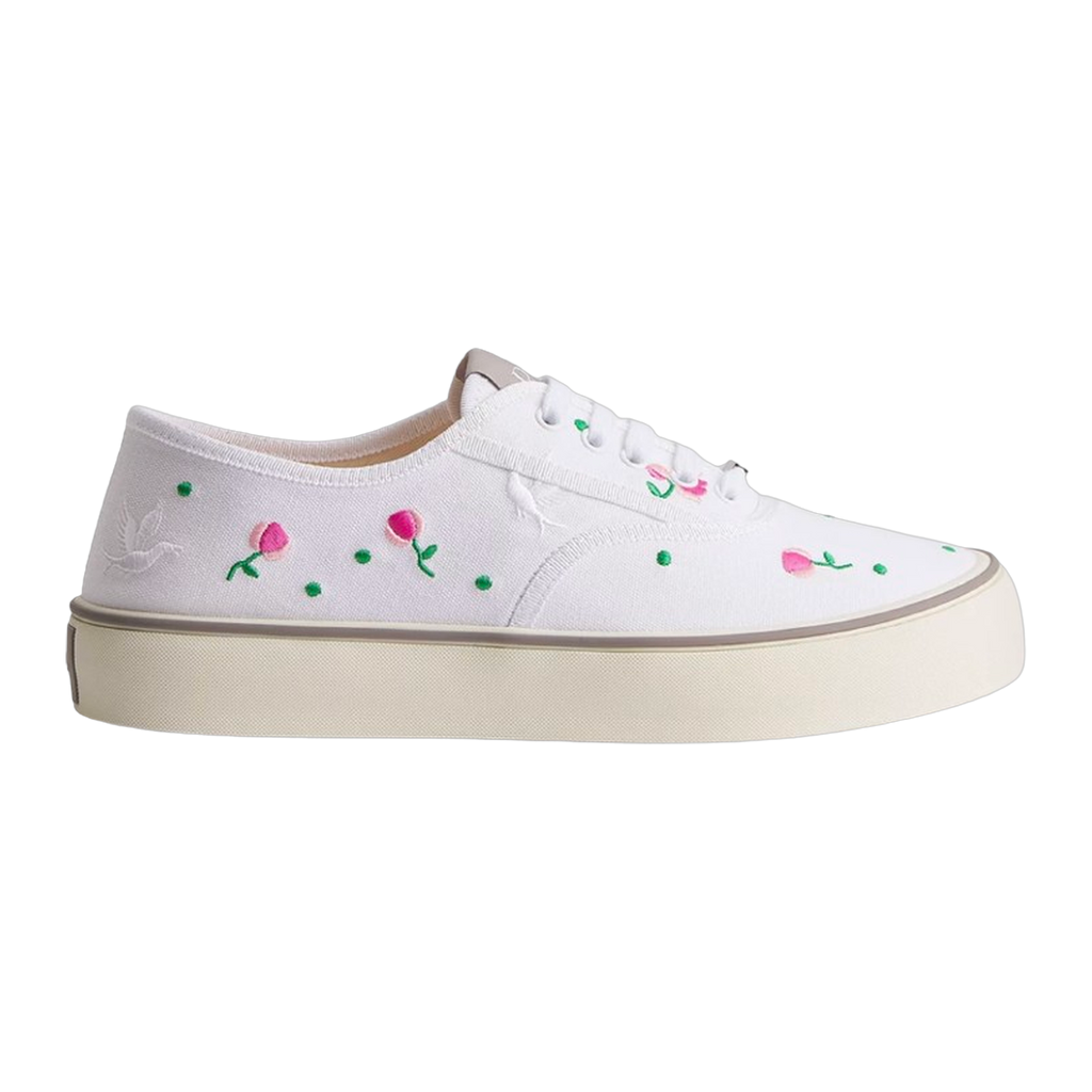 Saltwind Sneaker Doves & Roses Motif on White Cotton
