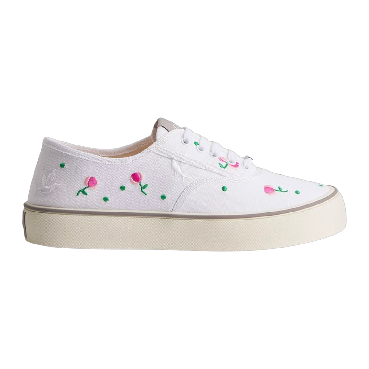 Saltwind Sneaker Doves & Roses Motif on White Cotton