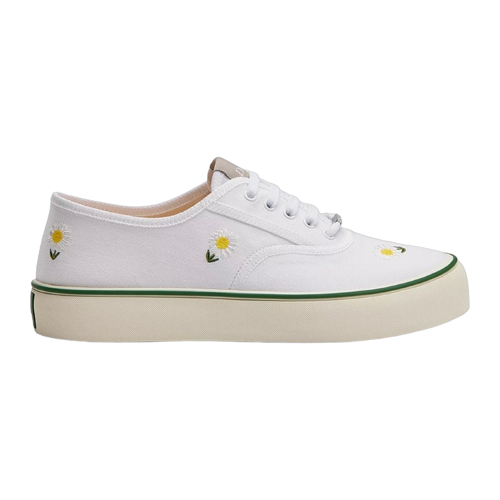 Saltwind Sneaker Daisy Motif on White Cotton