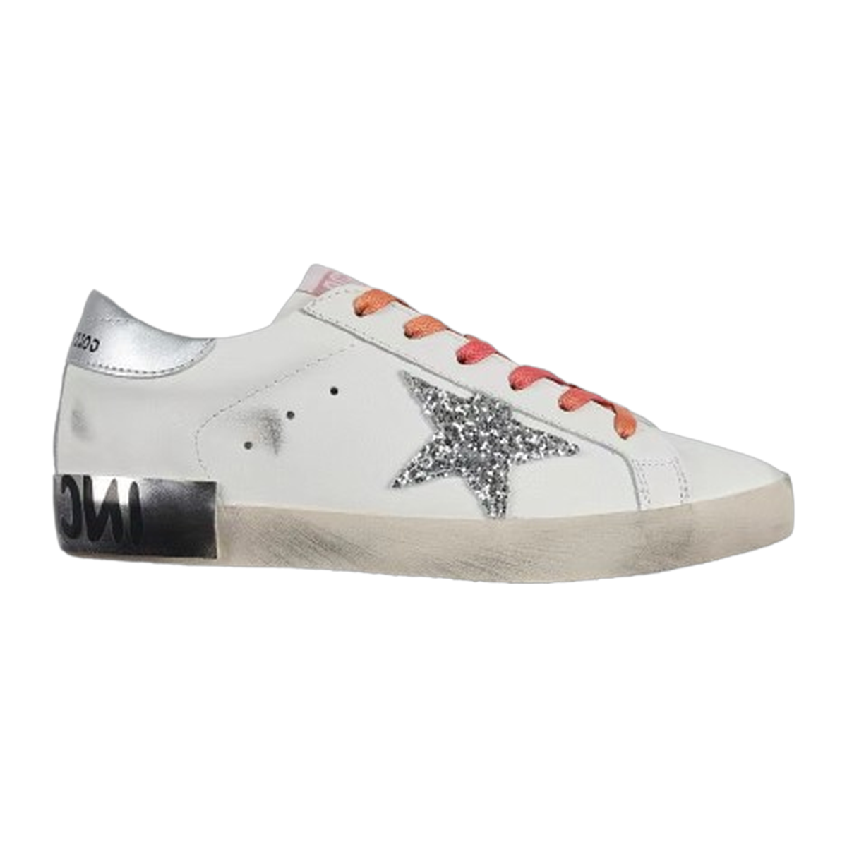 Golden Goose Ball-Star Glitter Silver Star Silver Heel Tab