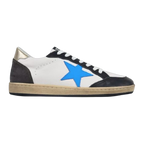 Golden Goose Ball-Star Blue Leather Star Gold Heel Tab Black