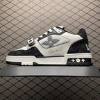 LV Trainers Velcro Strap Monogram Denim Black
