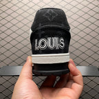 LV Trainers Velcro Strap Monogram Denim Black