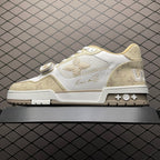 LV Trainers Velcro Strap Monogram Denim Beige