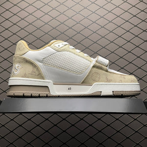 LV Trainers Velcro Strap Monogram Denim Beige