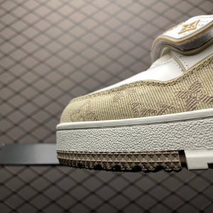 LV Trainers Velcro Strap Monogram Denim Beige