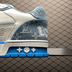 LV Trainers Velcro Strap Monogram Denim Blue