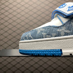 LV Trainers Velcro Strap Monogram Denim Blue