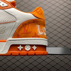 LV Trainers Velcro Strap Monogram Denim Orange