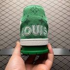 LV Trainers Velcro Strap Monogram Denim Green