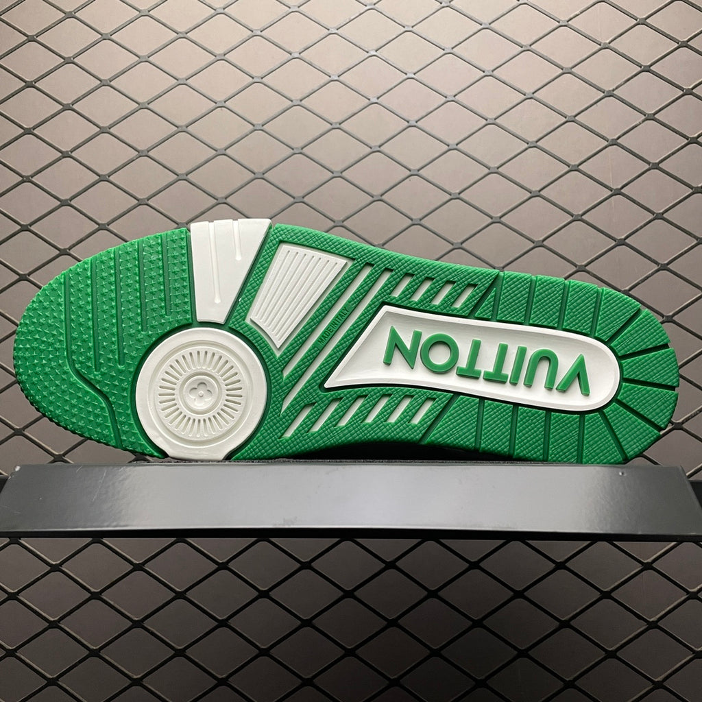 LV Trainers Velcro Strap Monogram Denim Green