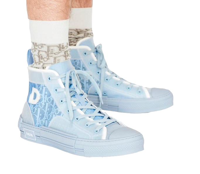 B23 High Top Logo Oblique Light Blue Monogram